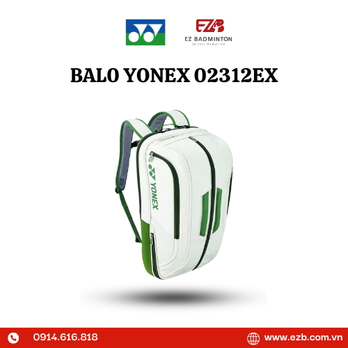 BALO CẦU LÔNG YONEX 02312EX TRẮNG XANH 