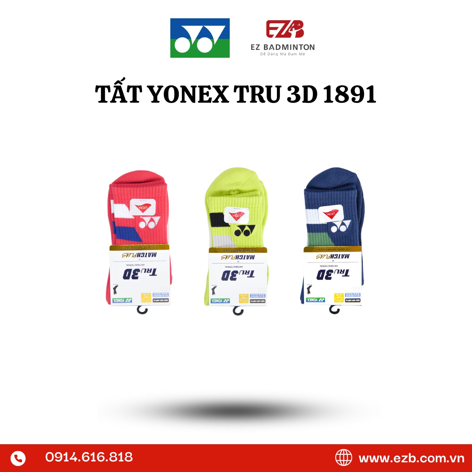 TẤT CẦU LÔNG YONEX TRU 3D 1891 CAO CỔ CHÍNH HÃNG