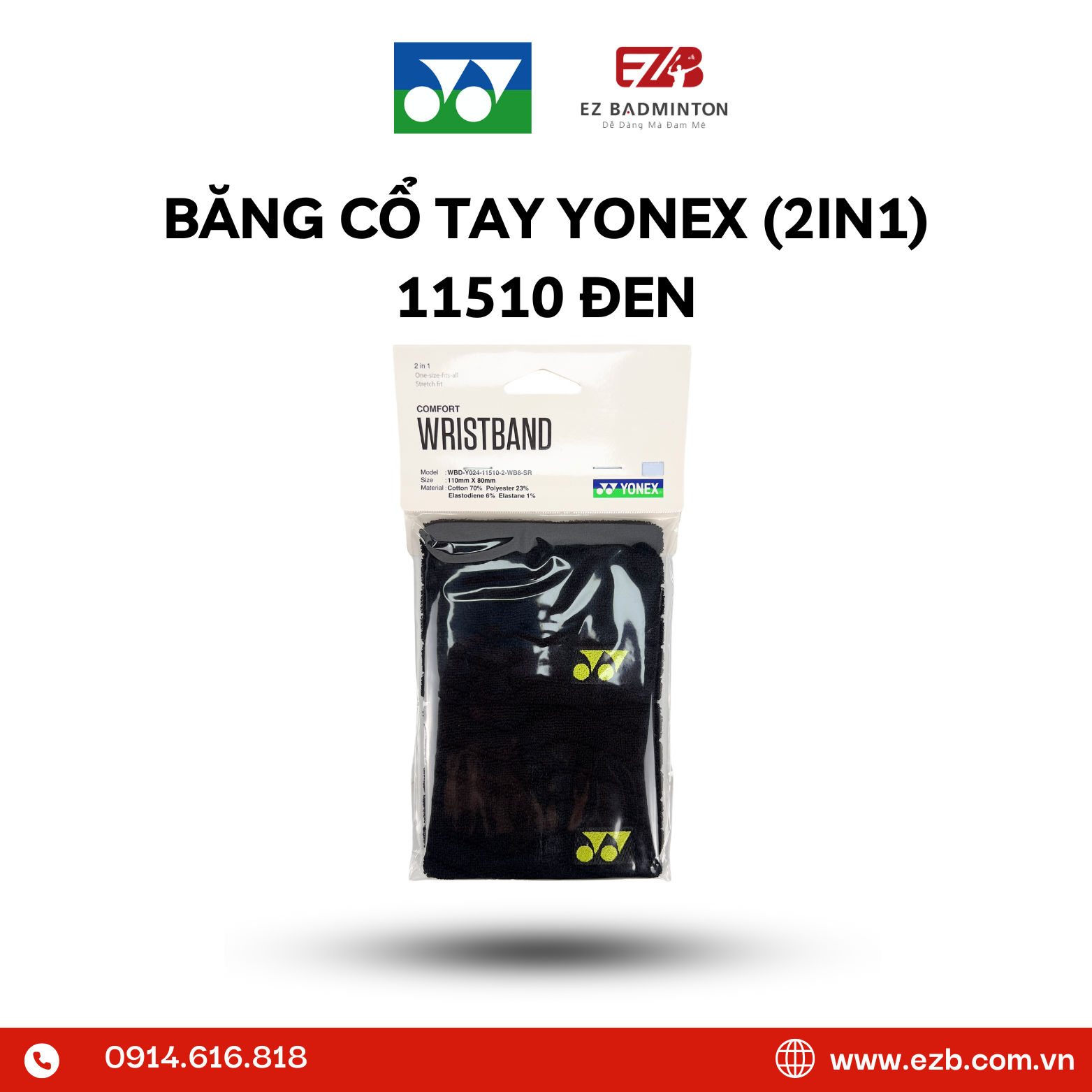 BĂNG CHẶN MỒ HÔI TAY YONEX (2IN1) 11510