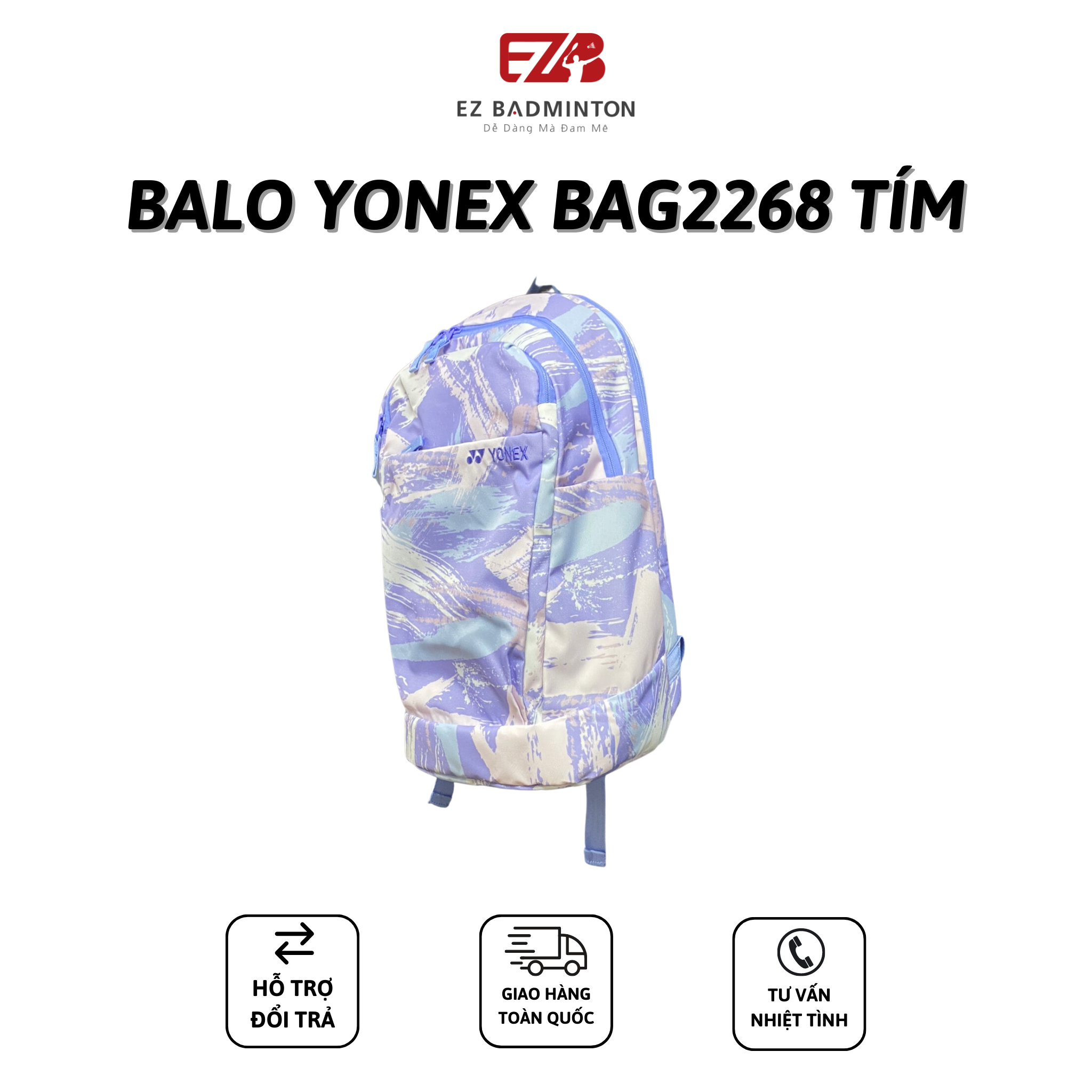 BALO CẦU LÔNG YONEX BAG2268 TÍM TRẮNG 