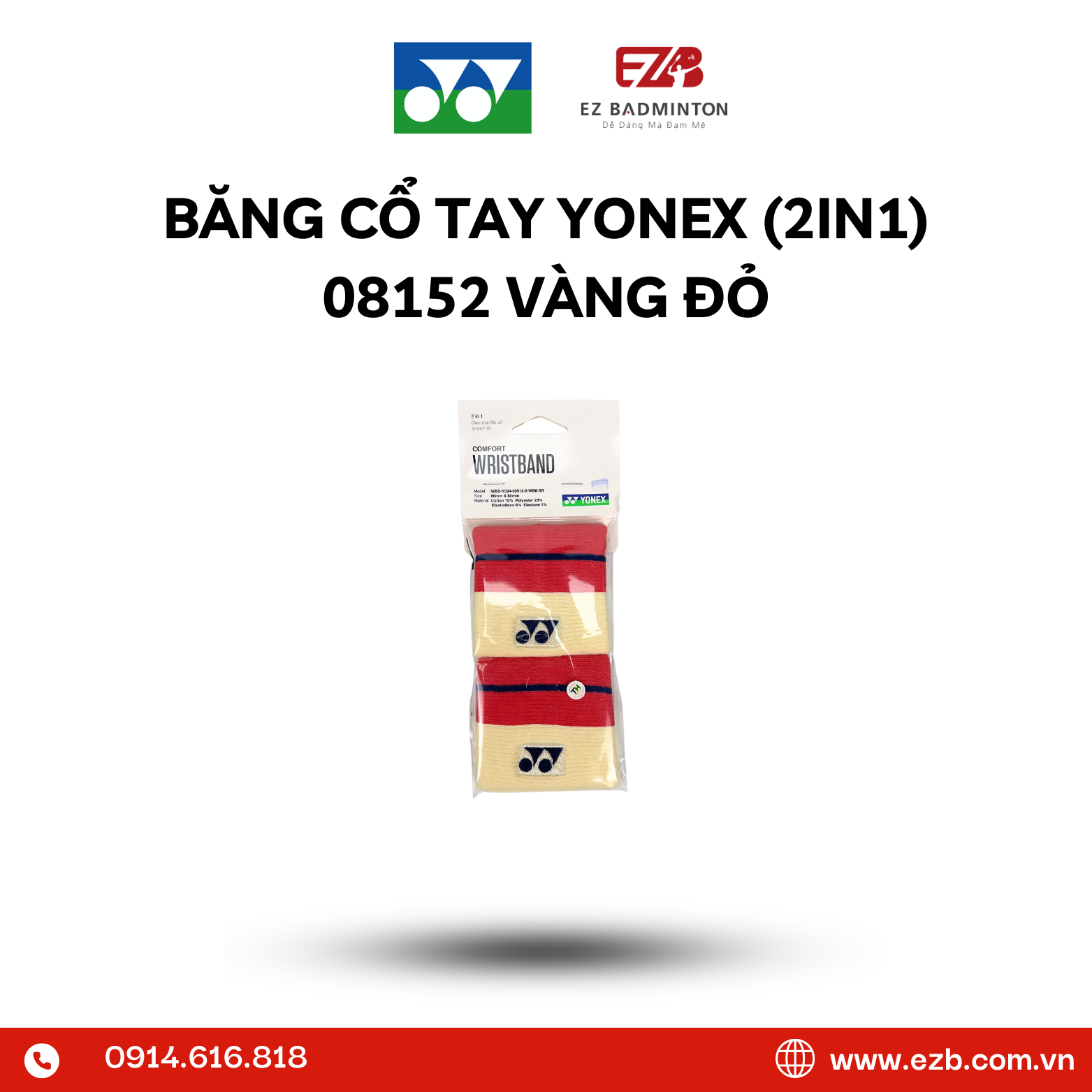 BĂNG CHẶN MỒ HÔI TAY YONEX (2IN1) 08512