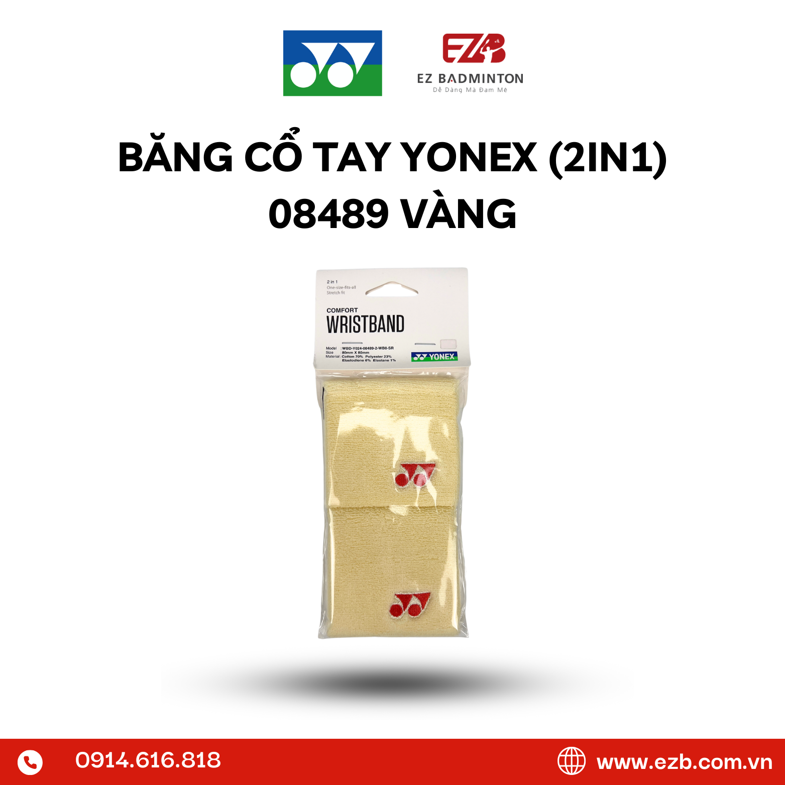 BĂNG CHẶN MỒ HÔI TAY YONEX (2IN1) 08489
