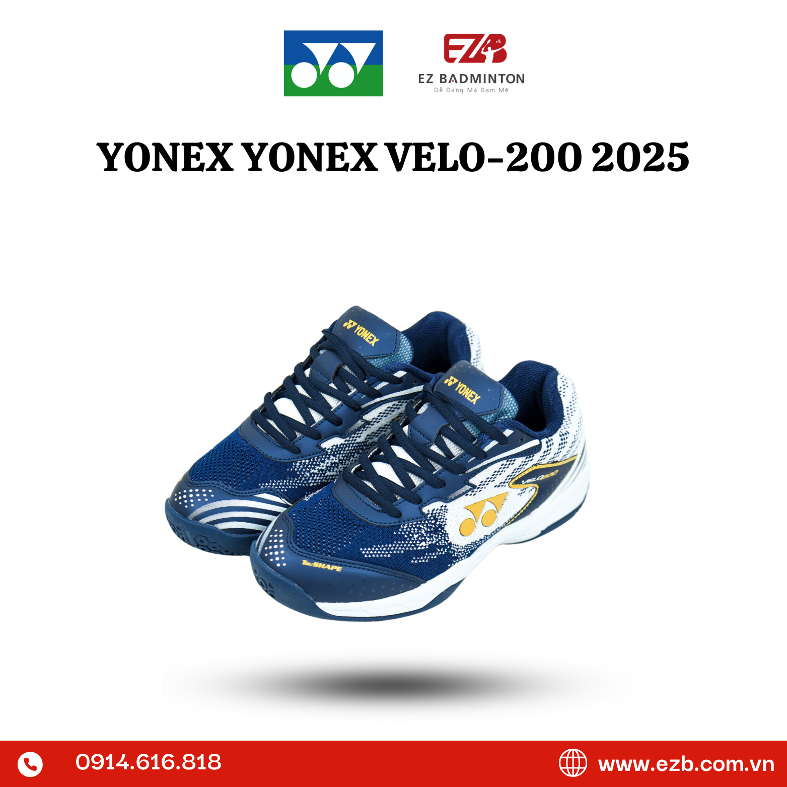 GIÀY CẦU LÔNG YONEX VELO-200 XANH NAVY 2025 CHÍNH HÃNG 