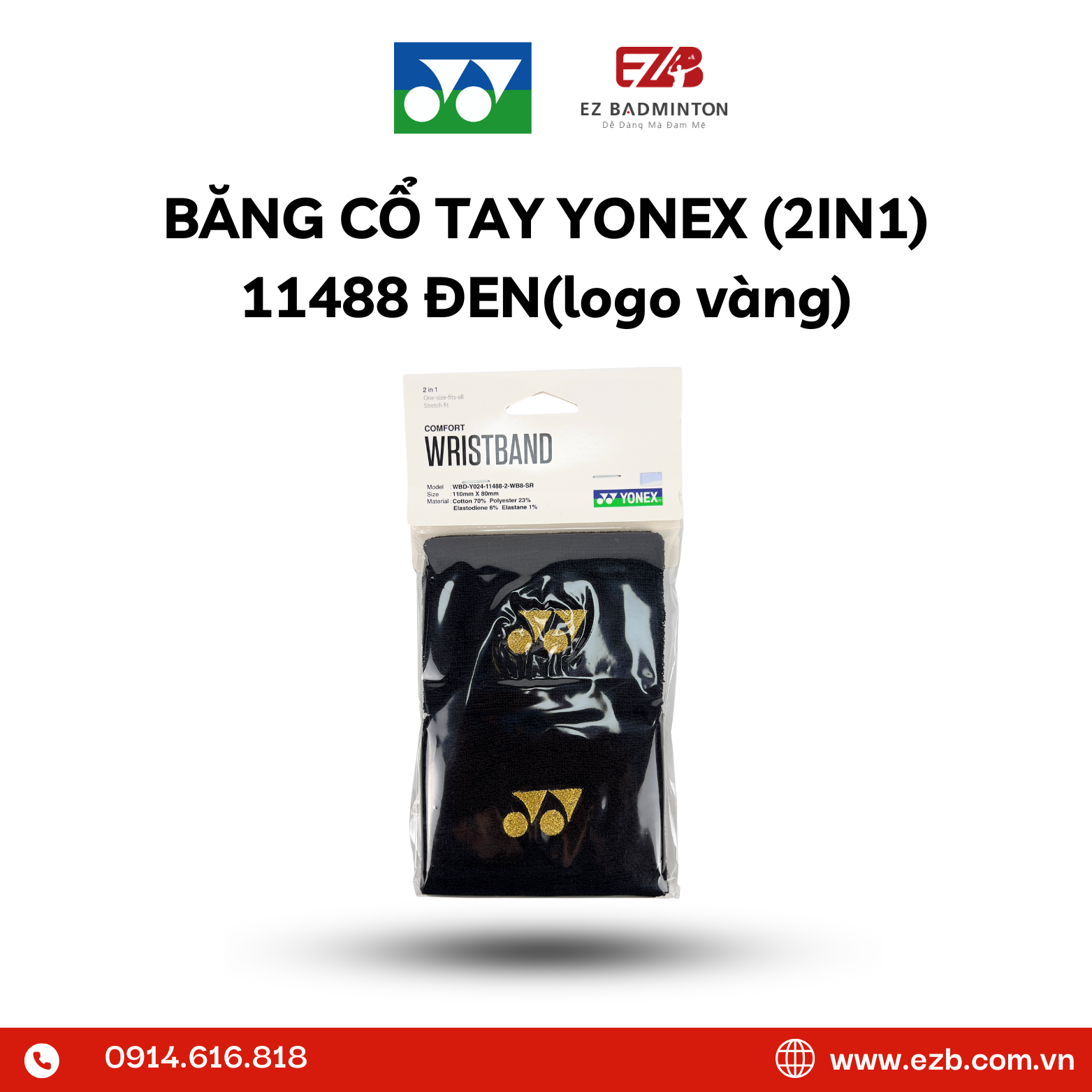 BĂNG CHẶN MỒ HÔI TAY YONEX (2IN1) 11488