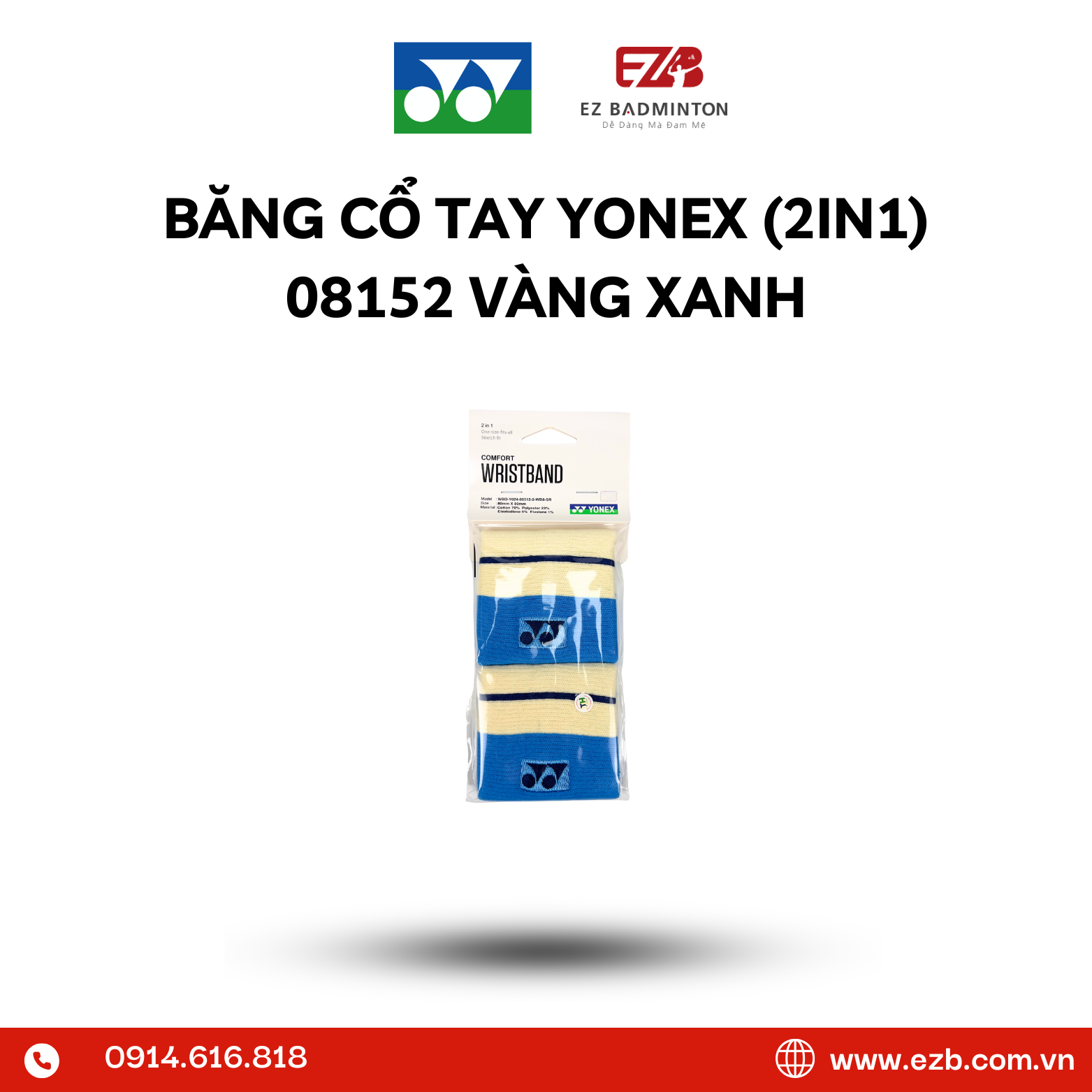 BĂNG CHẶN MỒ HÔI TAY YONEX (2IN1) 08512